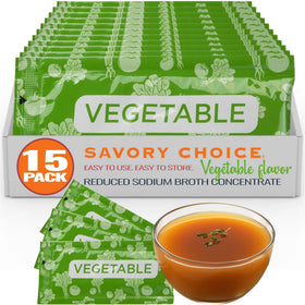 Savory Choice reduced-sodium broth packet ready for quick weeknight soups.