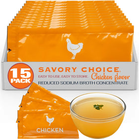 SAVORY CHOICE reduced sodium chicken broth packets dissolve easily for quick soups