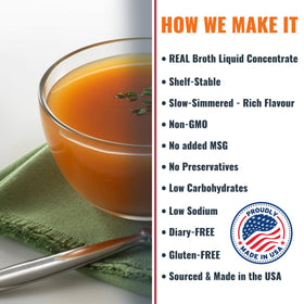 Savory Choice broth concentrate steaming in a bowl