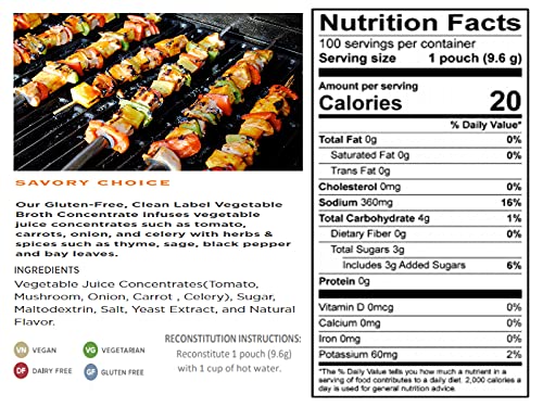 Open Savory Choice broth packet showing convenient, gluten free base