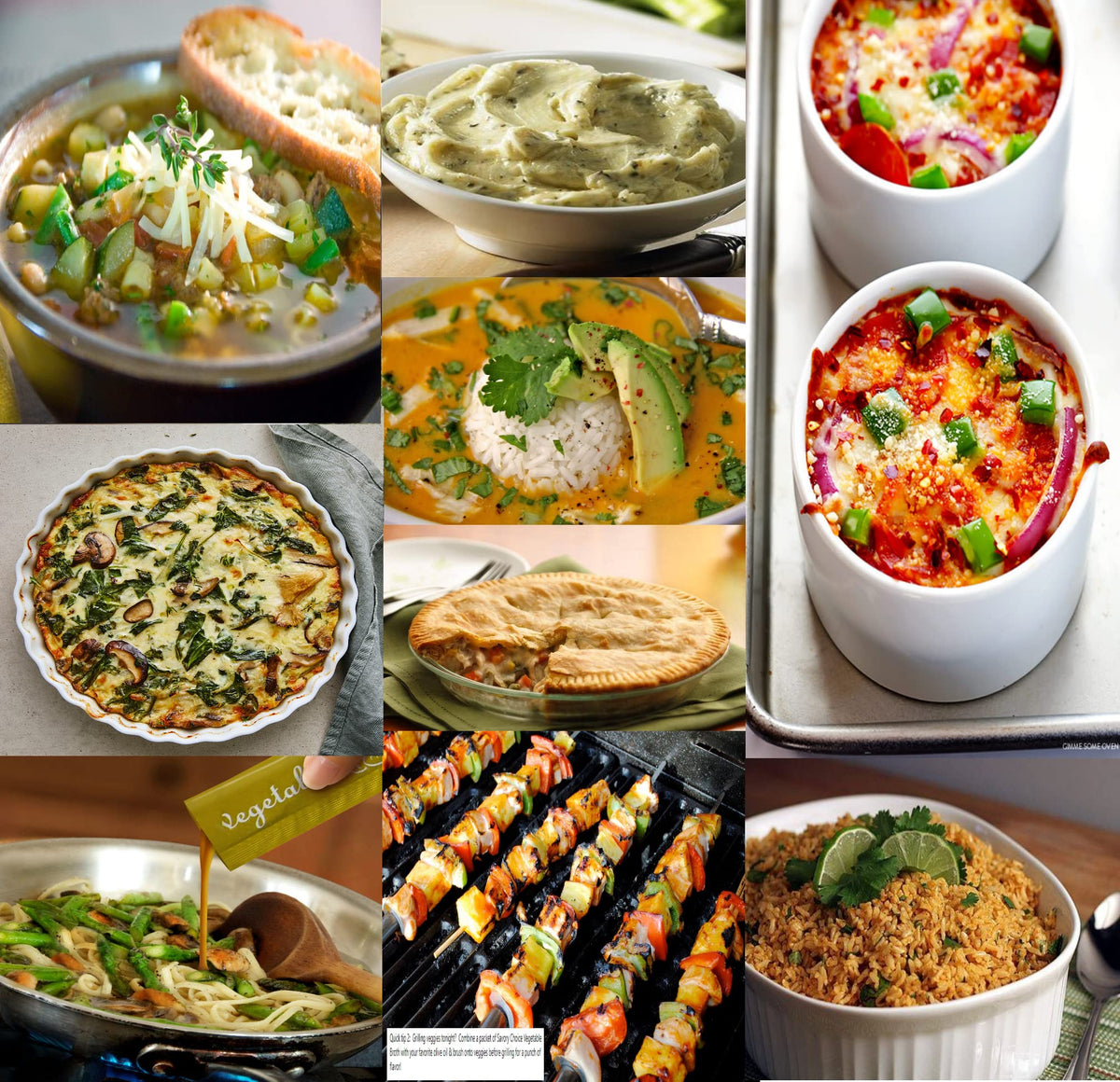 Savory Choice vegetable broth packet used as a versatile base