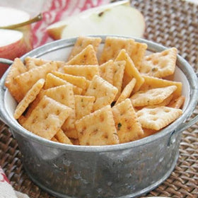 Savory Fine Foods saltine seasoning jar; enhances crackers with original flavor.