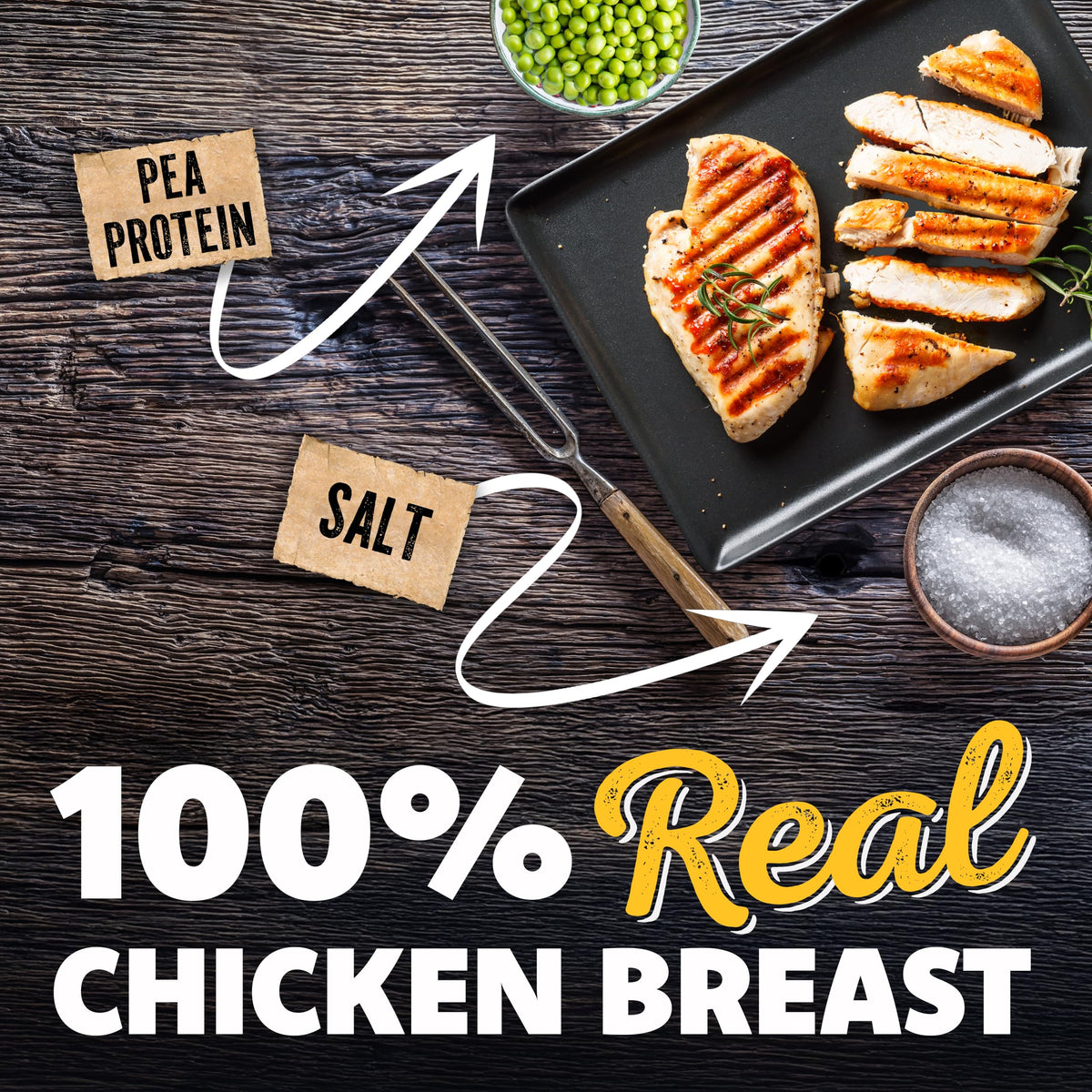 Savory Prime SPC Chicken Jerky serving in a bowl shows convenient protein boost