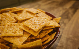 Crackers dusted with Savory Saltine Seasoning enhance dips and spreads.