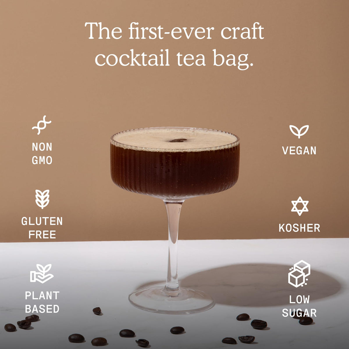 SAYSO Espresso Martini tea bag in cold water demonstrates near-instant infusion