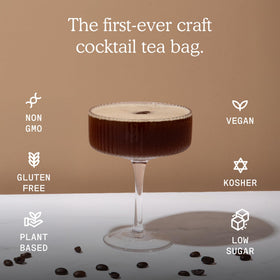 SAYSO Espresso Martini tea bag in cold water demonstrates near-instant infusion