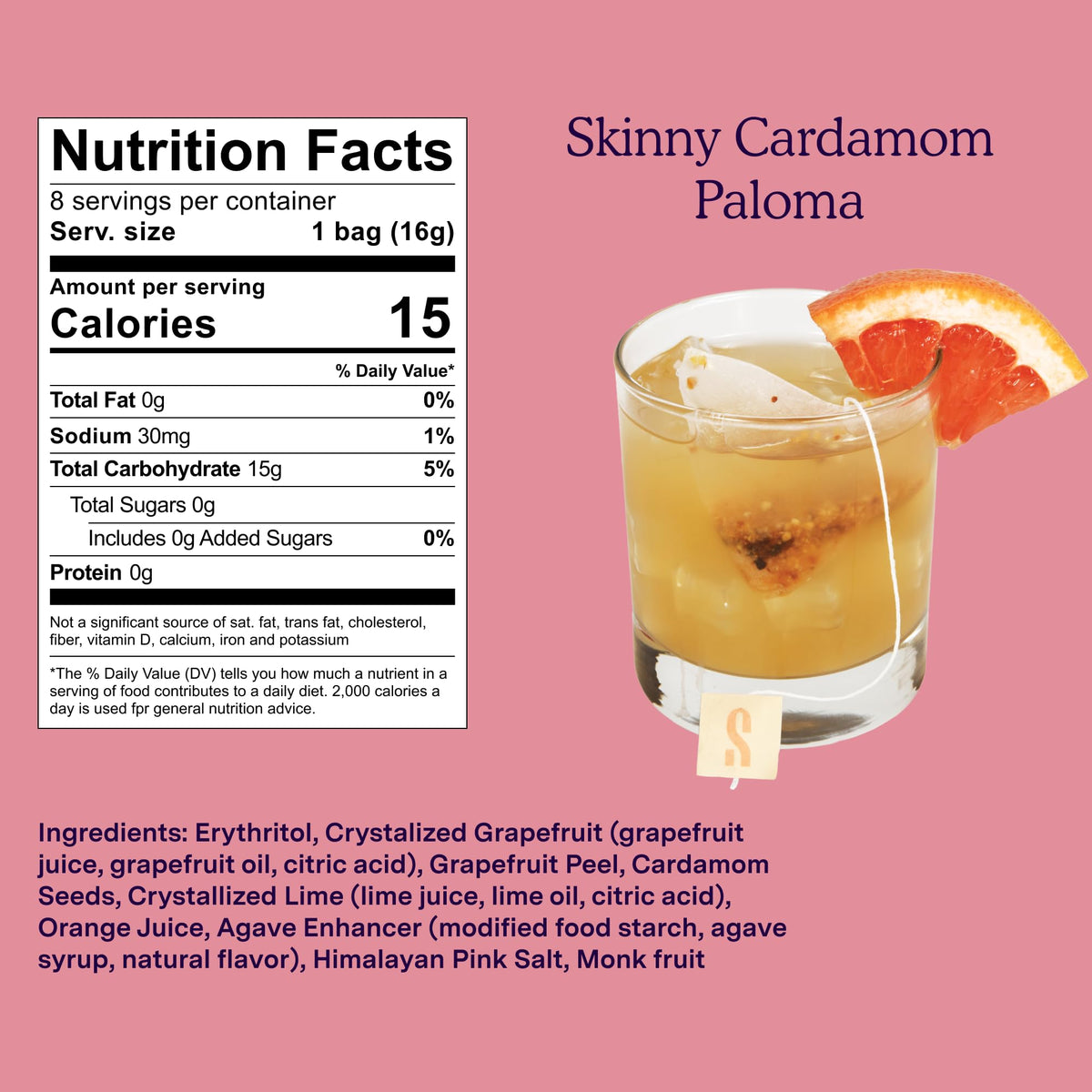 Serving idea: Paloma in a glass with lime wedge and garnish.