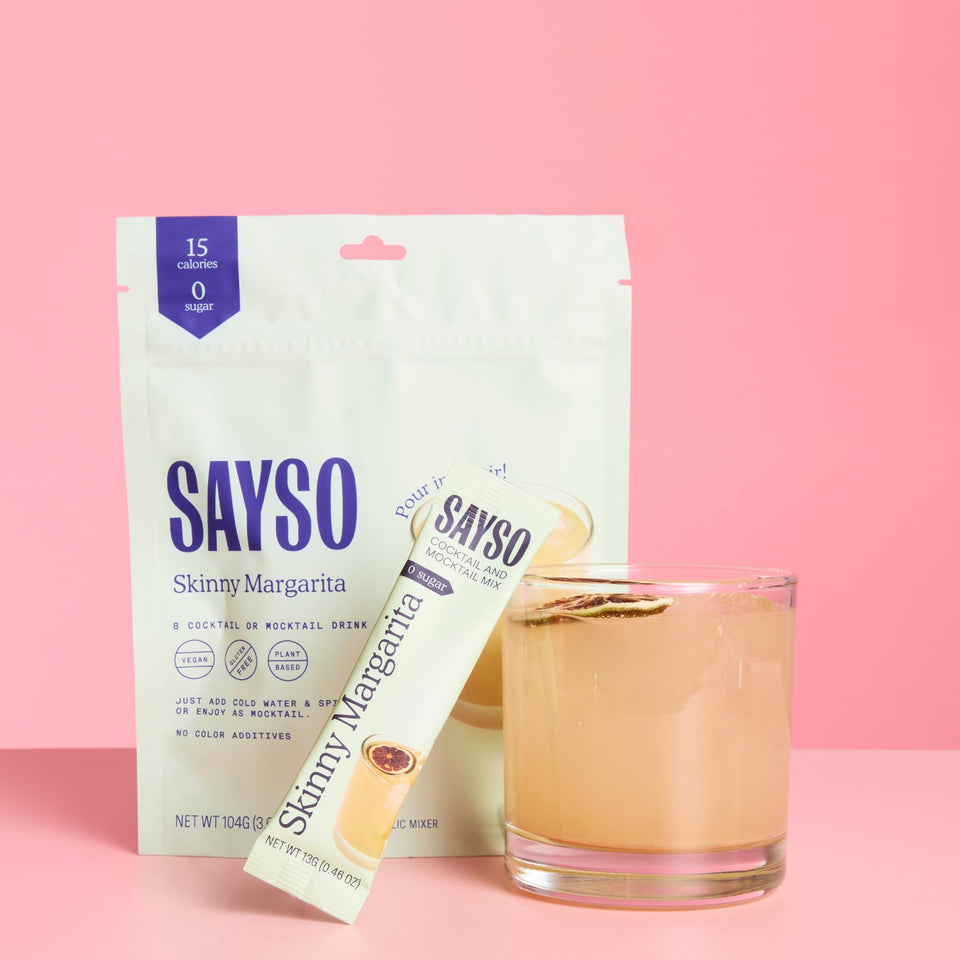 SaySO Skinny Margarita stick poured with water for a quick cocktail