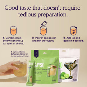 USA-made, woman-owned SAYSO branding badge on the box.