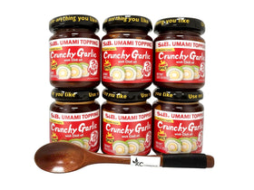 S&B Crunchy Garlic Chili Oil jar front view highlights bold Japanese flavor.