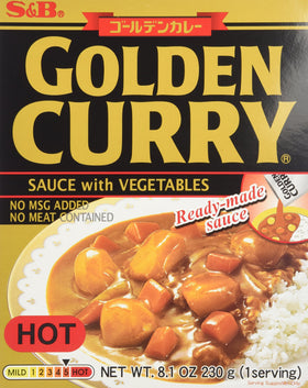 S&B Curry Gold Vegetable Hot pack five servings, convenient ready-to-heat meals.