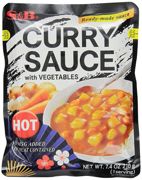 S&B Curry Sauce with Vegetables Hot in a retort pouch for quick meals.
