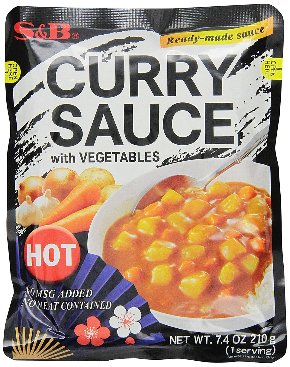 S&B Curry Sauce with Vegetables Hot in a retort pouch for quick meals.