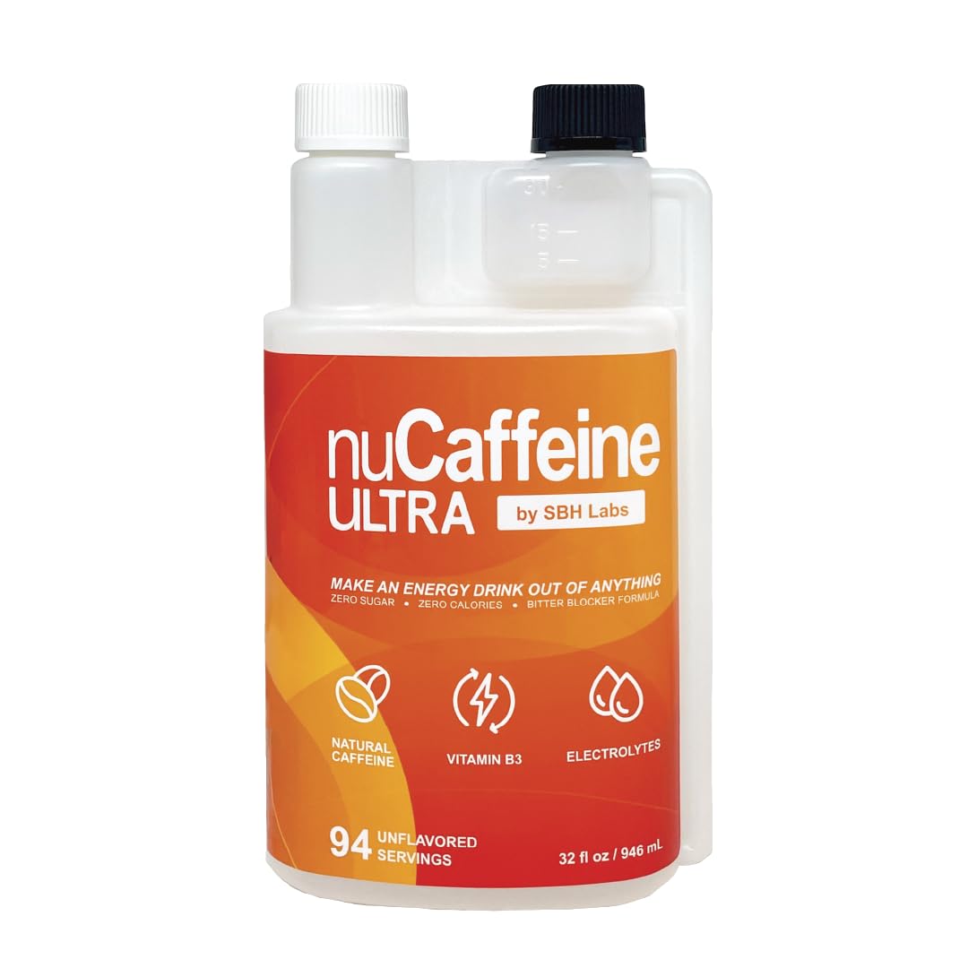 SBH Labs nuCaffeine Ultra packaging highlights zero sugar and calories