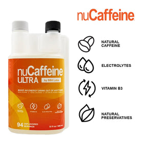Close-up of nuCaffeine Ultra label highlighting natural ingredients
