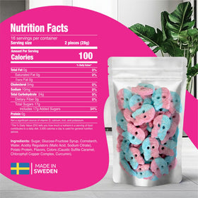 Fruit-centered chewy candy in vivid hues