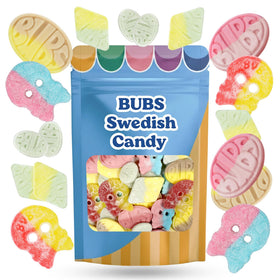 Scandylicious BUBS mix bag front shows six flavors for sharing.