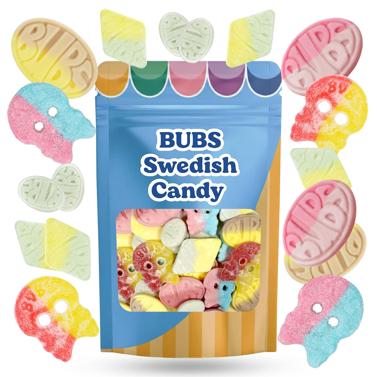 Scandylicious Bubs Swedish Candy Mix big ovals collage, ideal for sharing.