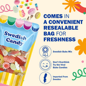 Scandylicious BUBS Swedish Candy sour-coated bites; great for sharing at parties.