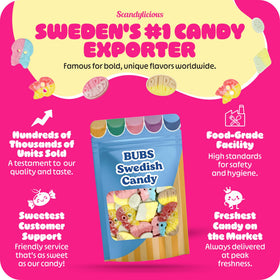 Scandylicious mix highlights sour and sweet balance for party snacking.