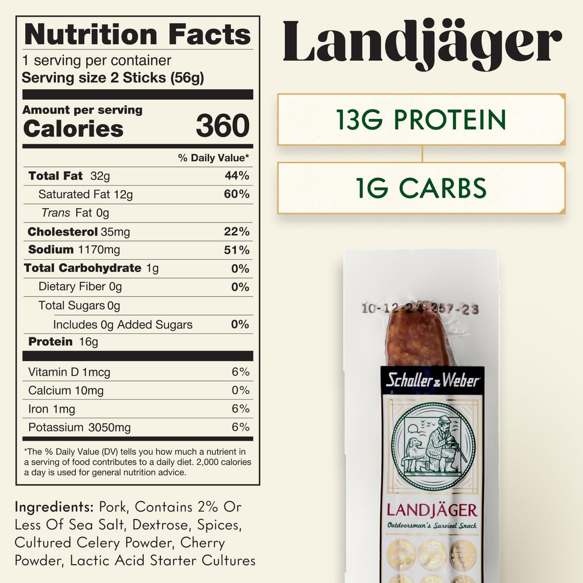Landjäger sliced serving on a camping trip showing Alpine-style taste from Schaller & Weber