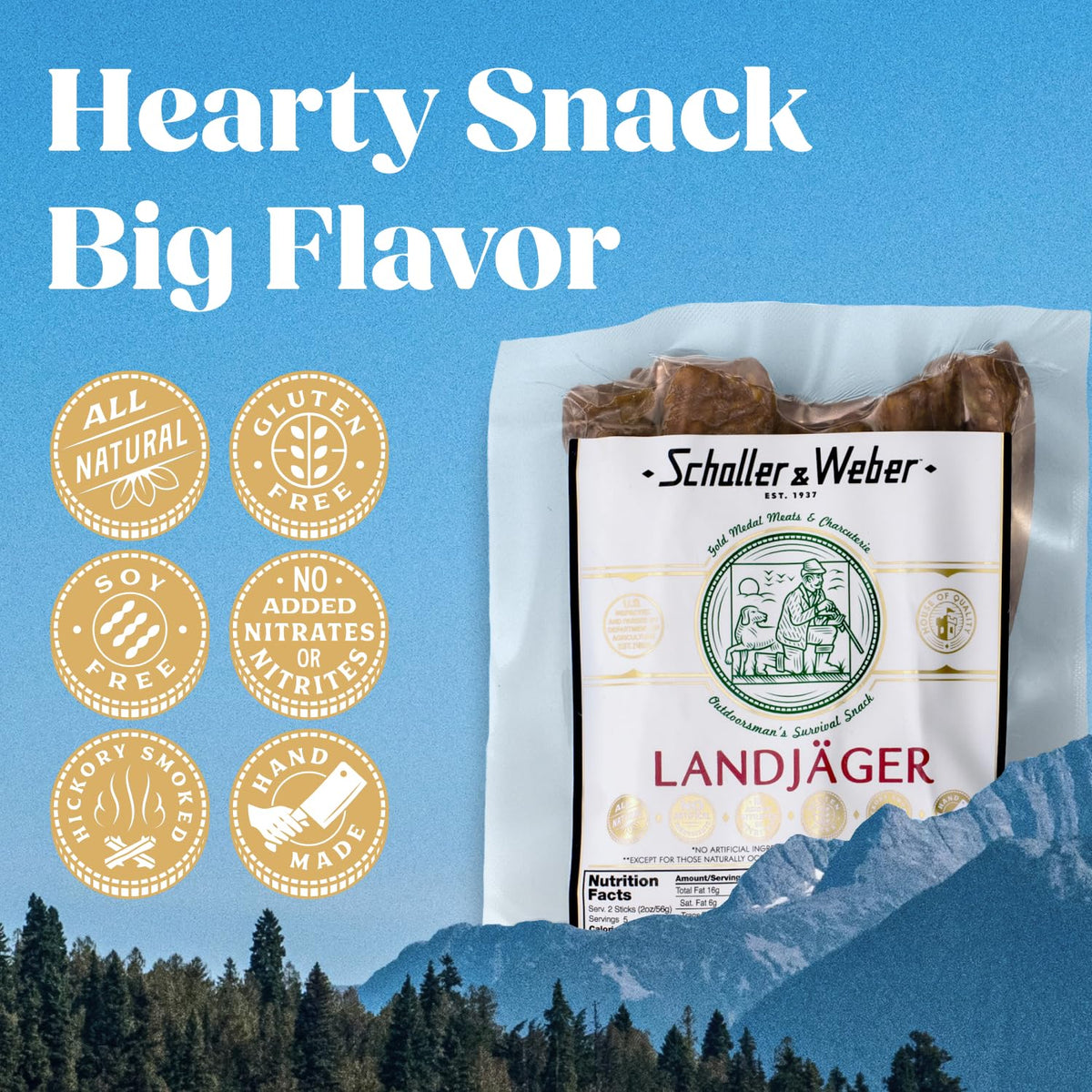 Schaller & Weber smoked sausage close-up highlighting natural ingredients and smoky aroma