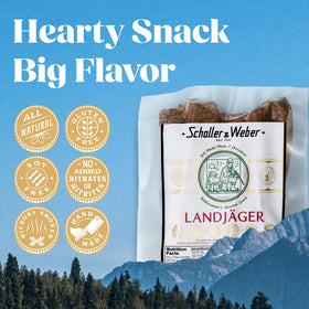 Schaller & Weber smoked sausage close-up highlighting natural ingredients and smoky aroma