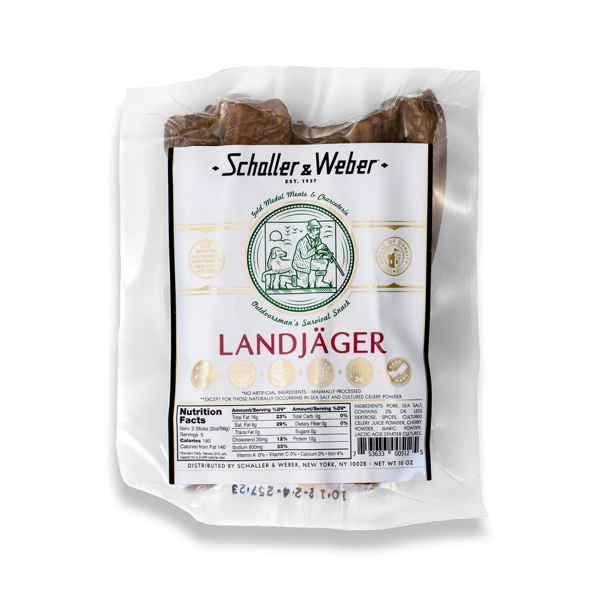 Schaller & Weber Landjäger smoked sausage pack with hickory flavor for on-the-go snacking