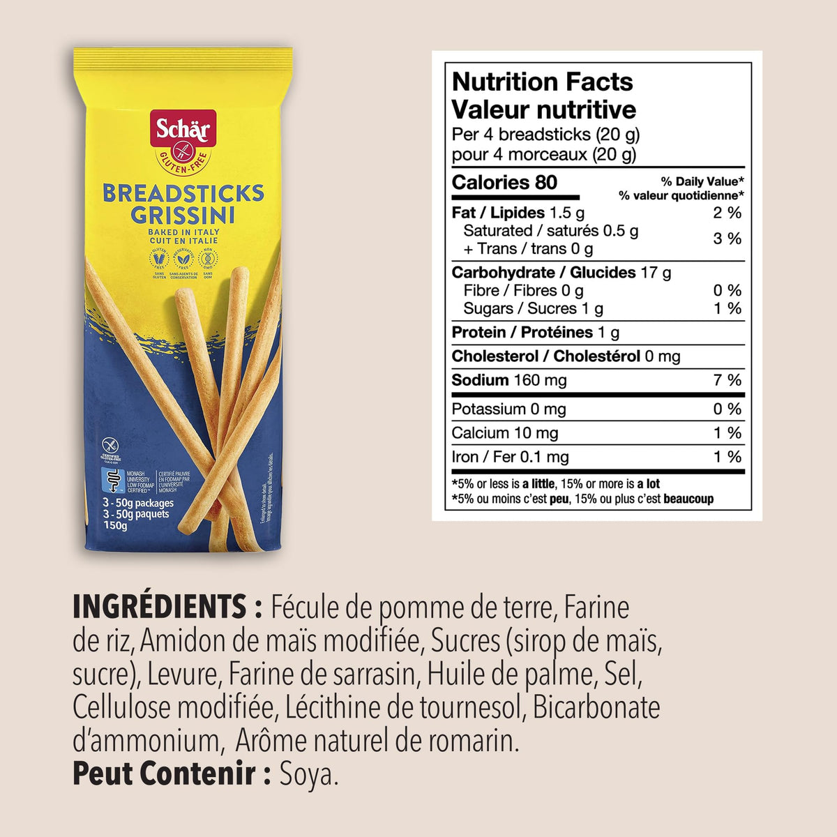 Schär gluten-free breadsticks in lunchbox for on-the-go crunch.