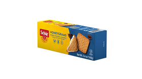 Schar Honeygram crackers ingredients panel, dairy-free and GMO-free as labeled