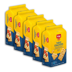 Schar Original Table Crackers box with six portion packs for convenient snacking.