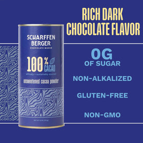 Scharffen Berger cocoa powder stirred into hot chocolate for velvety drink.