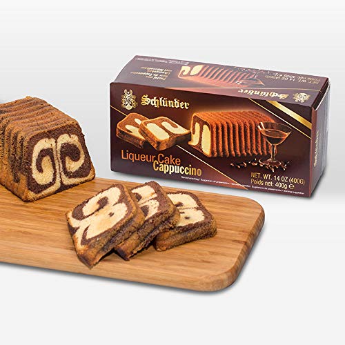 Schlunder Cappuccino Cake slice on plate, rich mocha flavors.