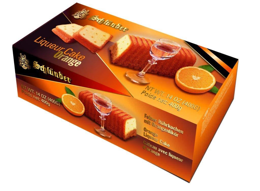 Schlunder Orange Liqueur Cake slice, rich, moist pairing for coffee breaks