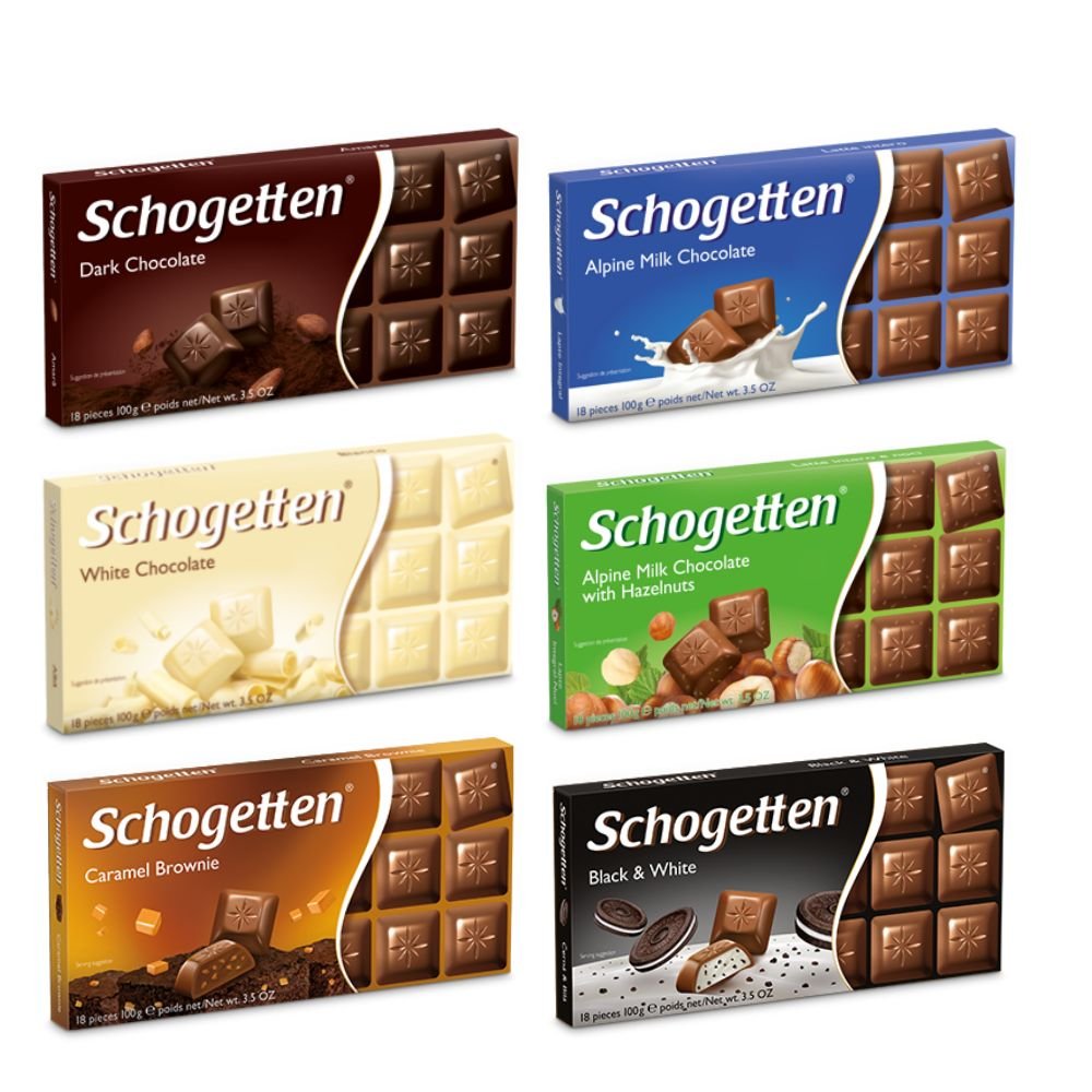 Schogetten assortment six-pack for gifting and sharing.