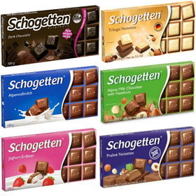 Schogetten milk chocolate piece close-up reveals silky melt and creaminess