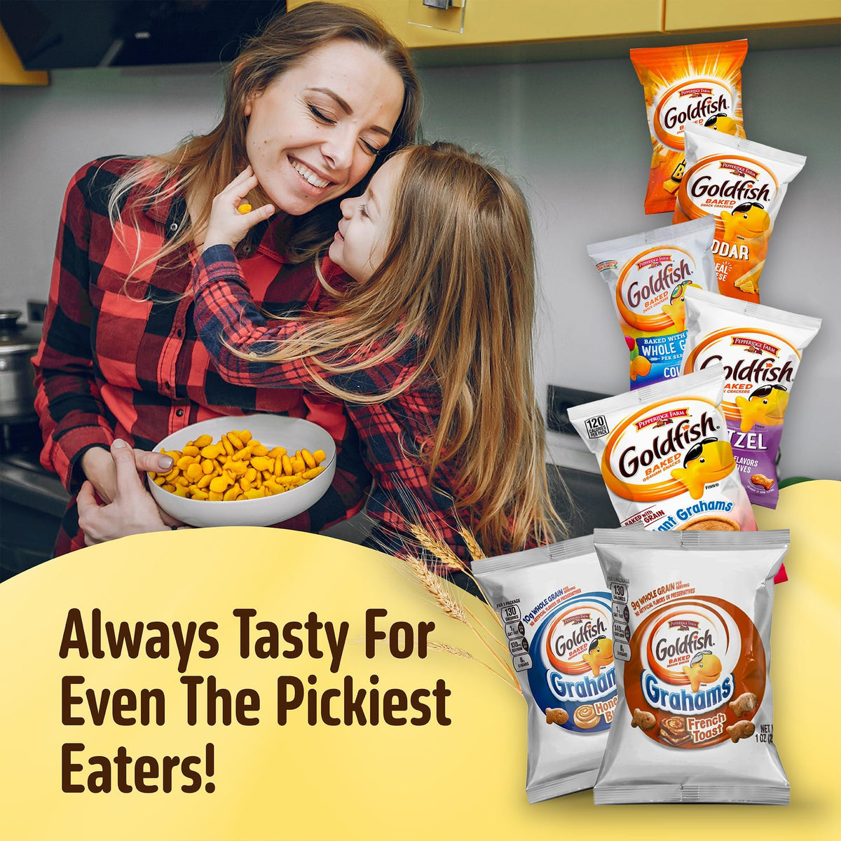 Schoolhouse Snacks Goldfish Colors Cheddar, colorful flavors for lunchboxes.