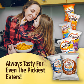 Schoolhouse Snacks Goldfish Colors Cheddar, colorful flavors for lunchboxes.