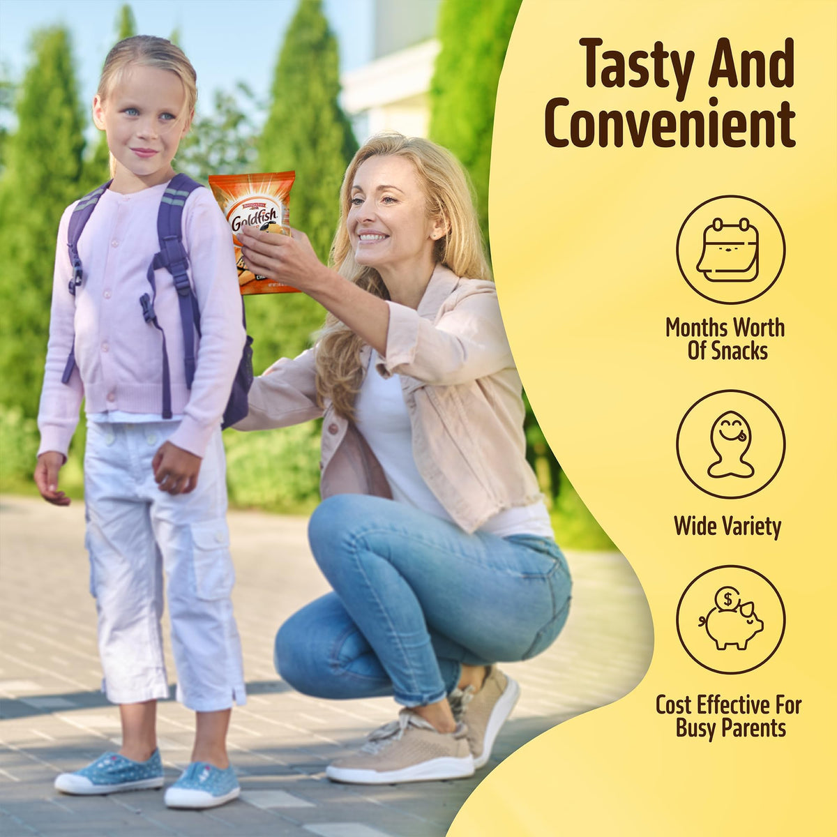 Schoolhouse Snacks Goldfish Flavor Blasted Xtra Cheddar, extra cheesy bite.