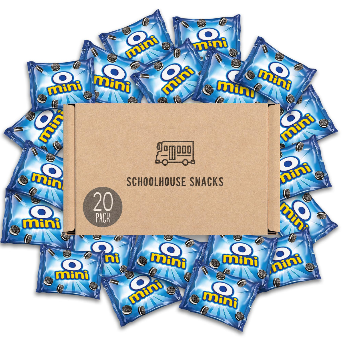 Schoolhouse Snacks mini chocolate sandwich cookies, compact on-the-go snack for lunchboxes.