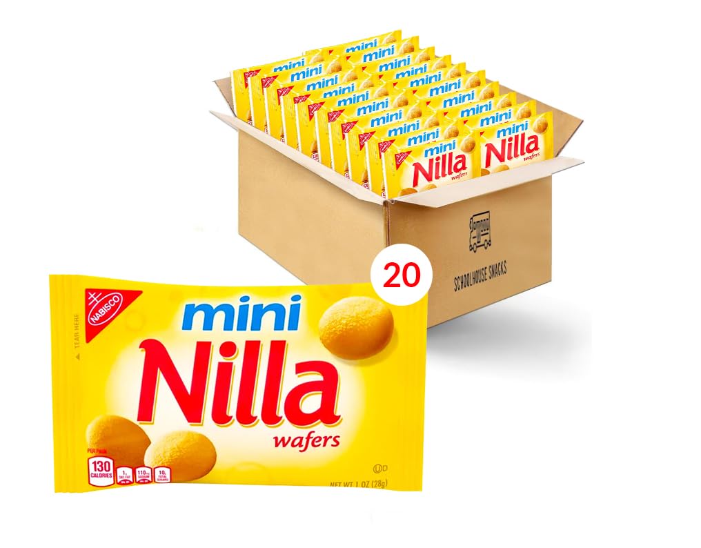 Schoolhouse Snacks Nilla Wafers 20-pack bundle, ideal for on-the-go snacking.