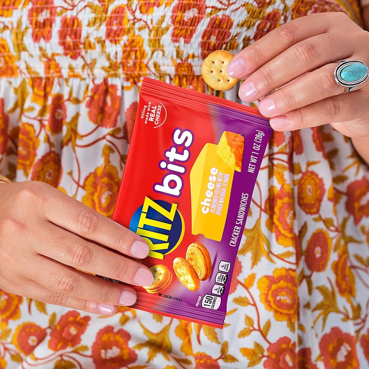 Office snack break with Ritz Bits cheddar crackers