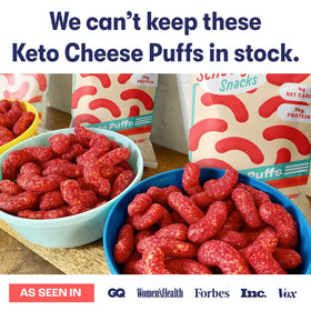 USA-made production supports quality for Schoolyard Keto Fiery Hot Protein Puffs.