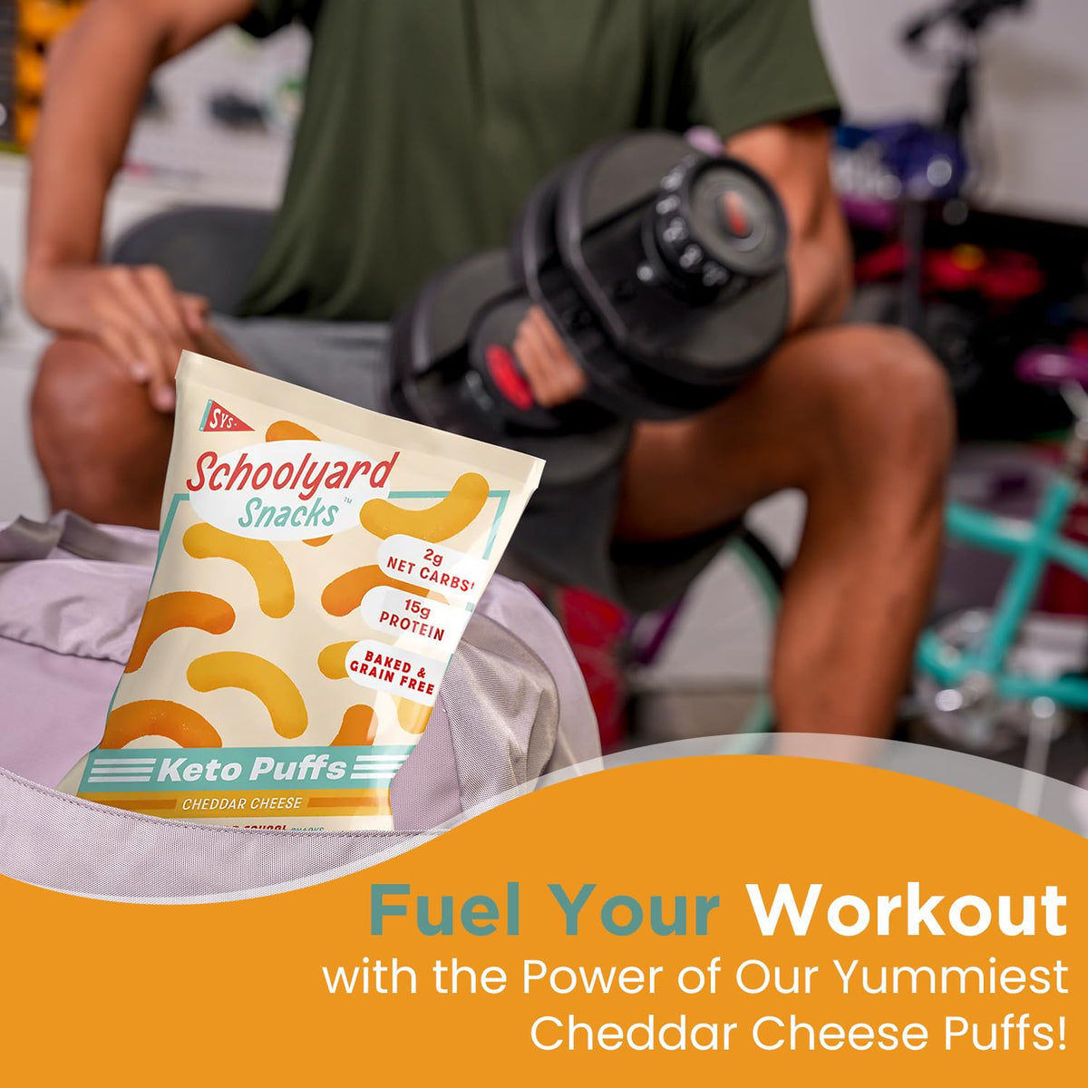Schoolyard Snacks cheddar puffs after-workout snack idea on plate