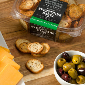Schwartz Brothers Everything Bagel Chips NY Style, crisp slices ideal for charcuterie boards.