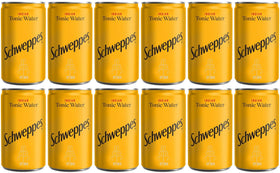 Schweppes Indian Tonic Water 150ml bottle close-up for cocktails
