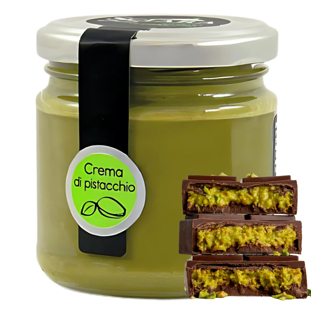 Sciara Pistachio Cream from Bronte in a glass jar shows premium Italian pistachio quality