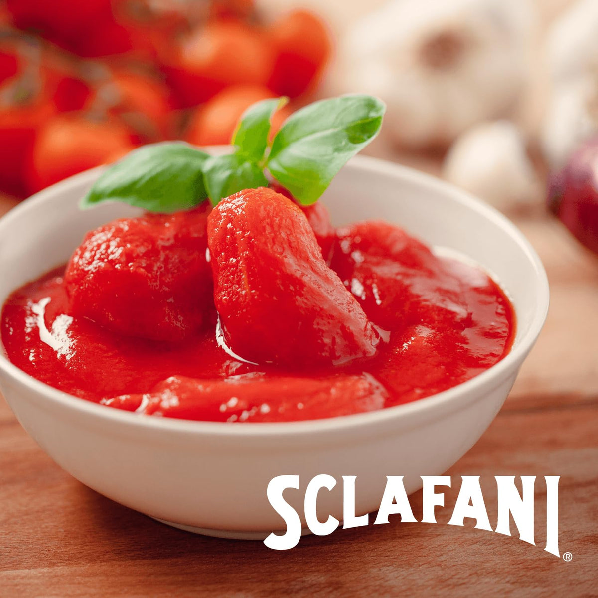 Sclafani crushed tomatoes label view highlights simple ingredients for quality cooking