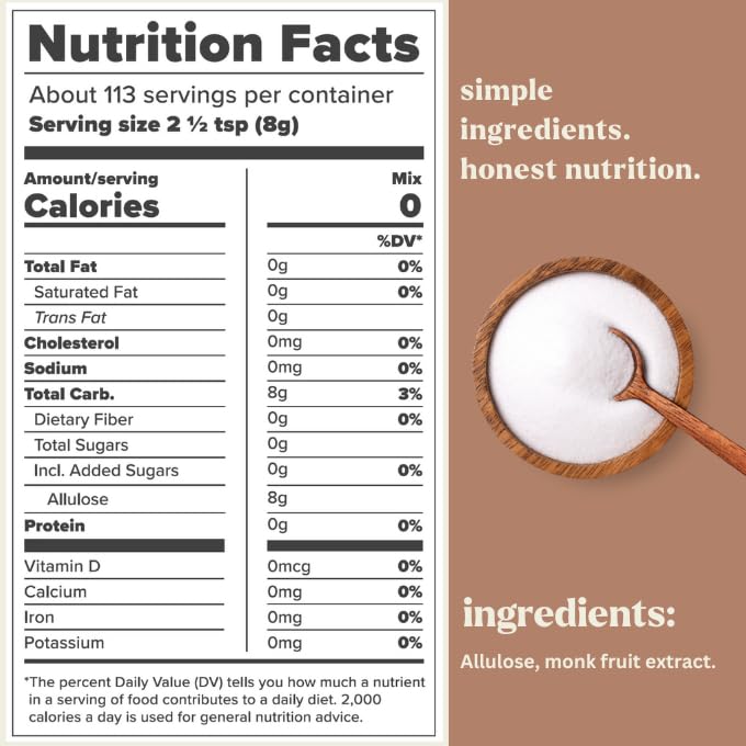 Scotty's Everyday zero-calorie sugar-substitute label highlights a clean, erythritol-free baking option.