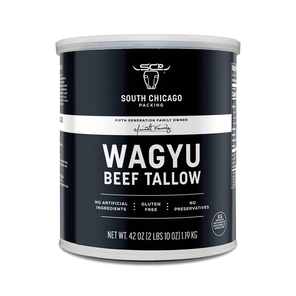 SCP South Chicago Packing Wagyu Tallow bottle pour for premium high-heat cooking.